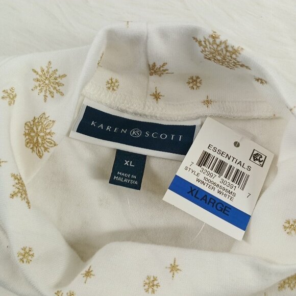 NWT KAREN SCOTT Christmas Glitter Snowflake Top XL(16-18) Cotton Pullover White - Picture 10 of 11